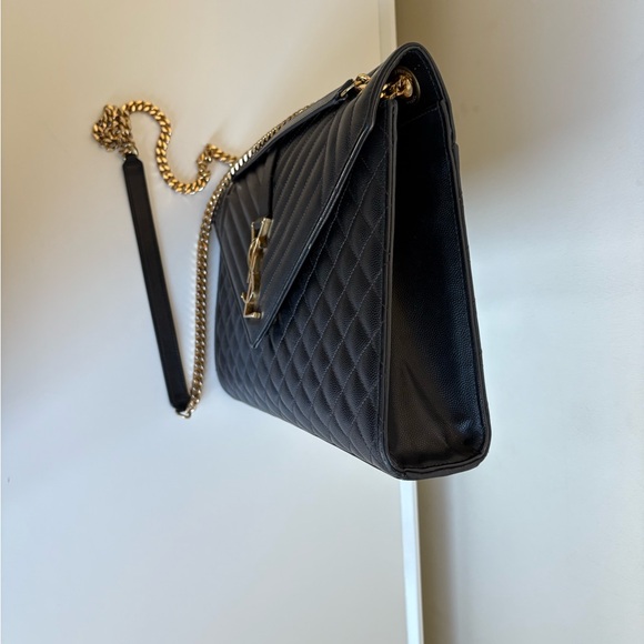 Saint Laurent Envelope Triquilt Large YSL Shoulder Bag in Grained Leather - Picture 10 of 13